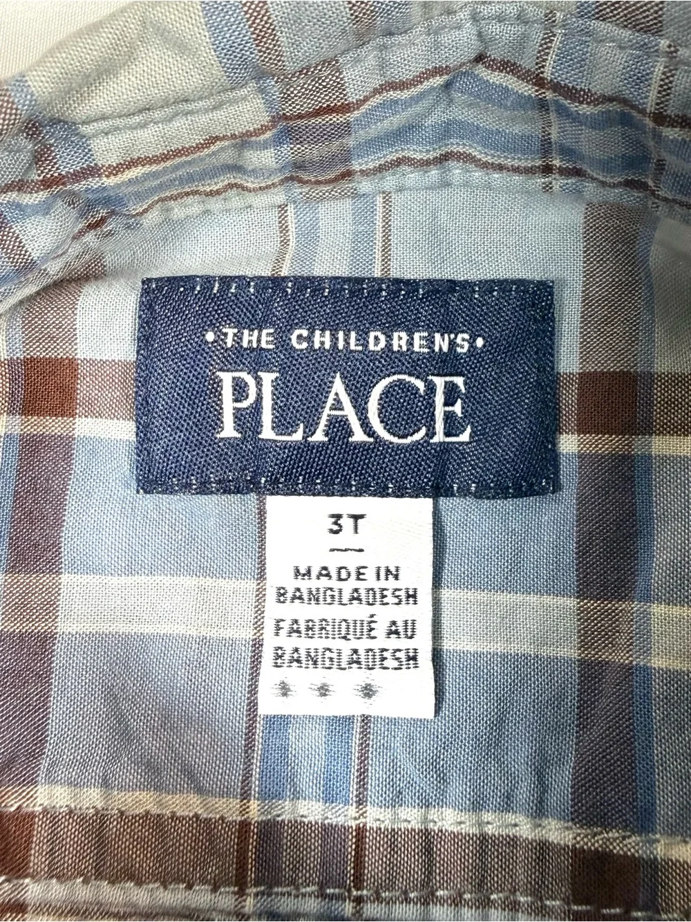 THE CHILDREN’S PLACE Boys Western Plaid Snap Shirt 3T Long Sleeve Cowboy Ranch